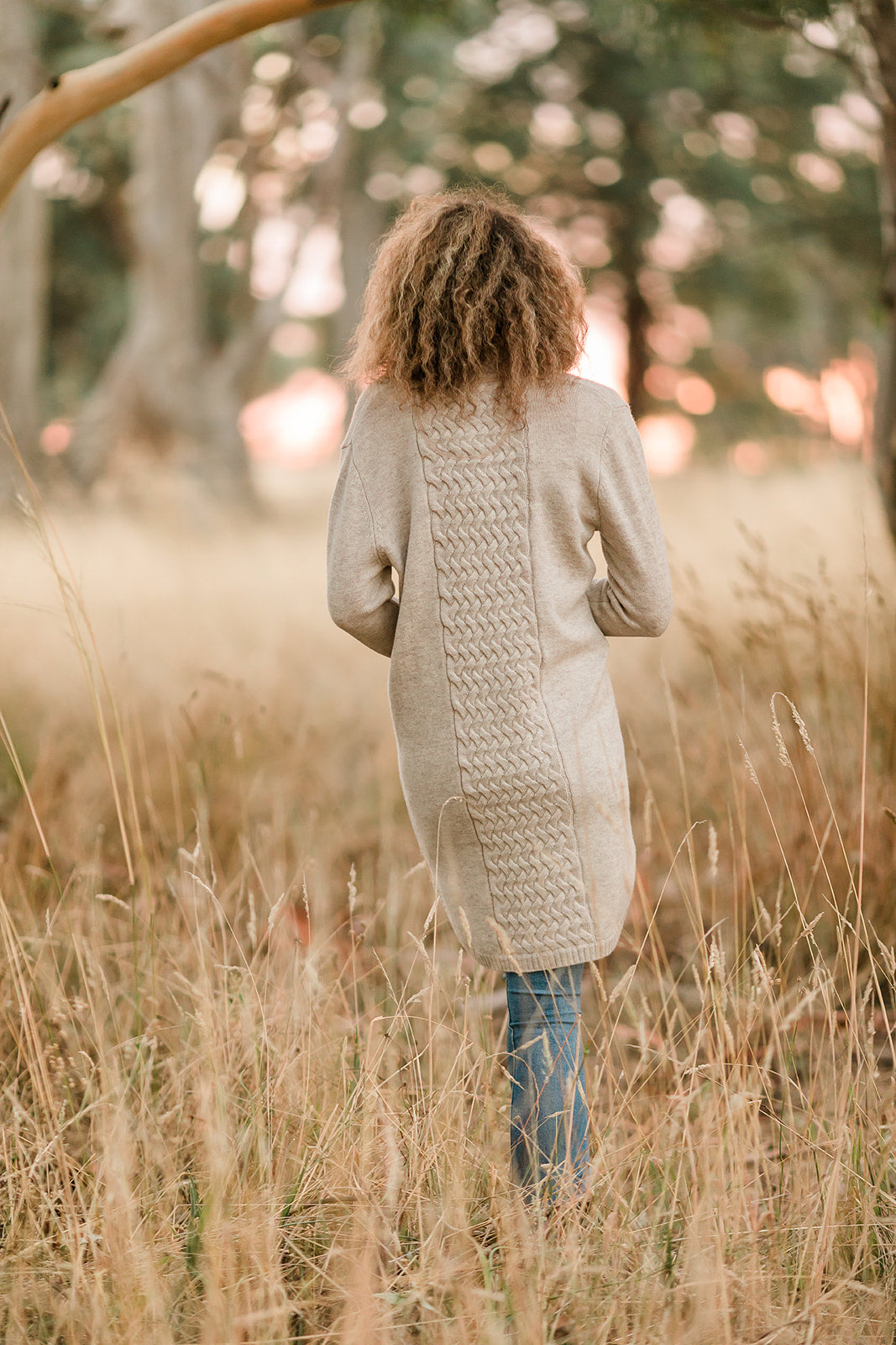Oatmeal Long Cable Cardigan
