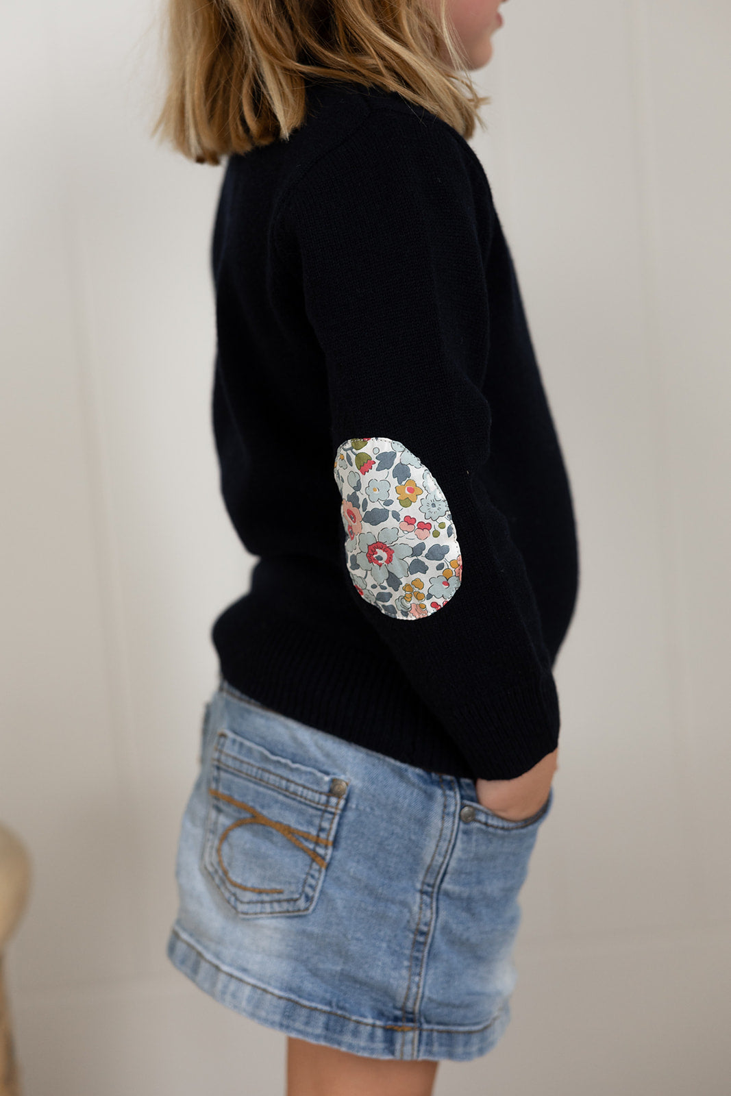 Navy Florence w Liberty Elbow Patches