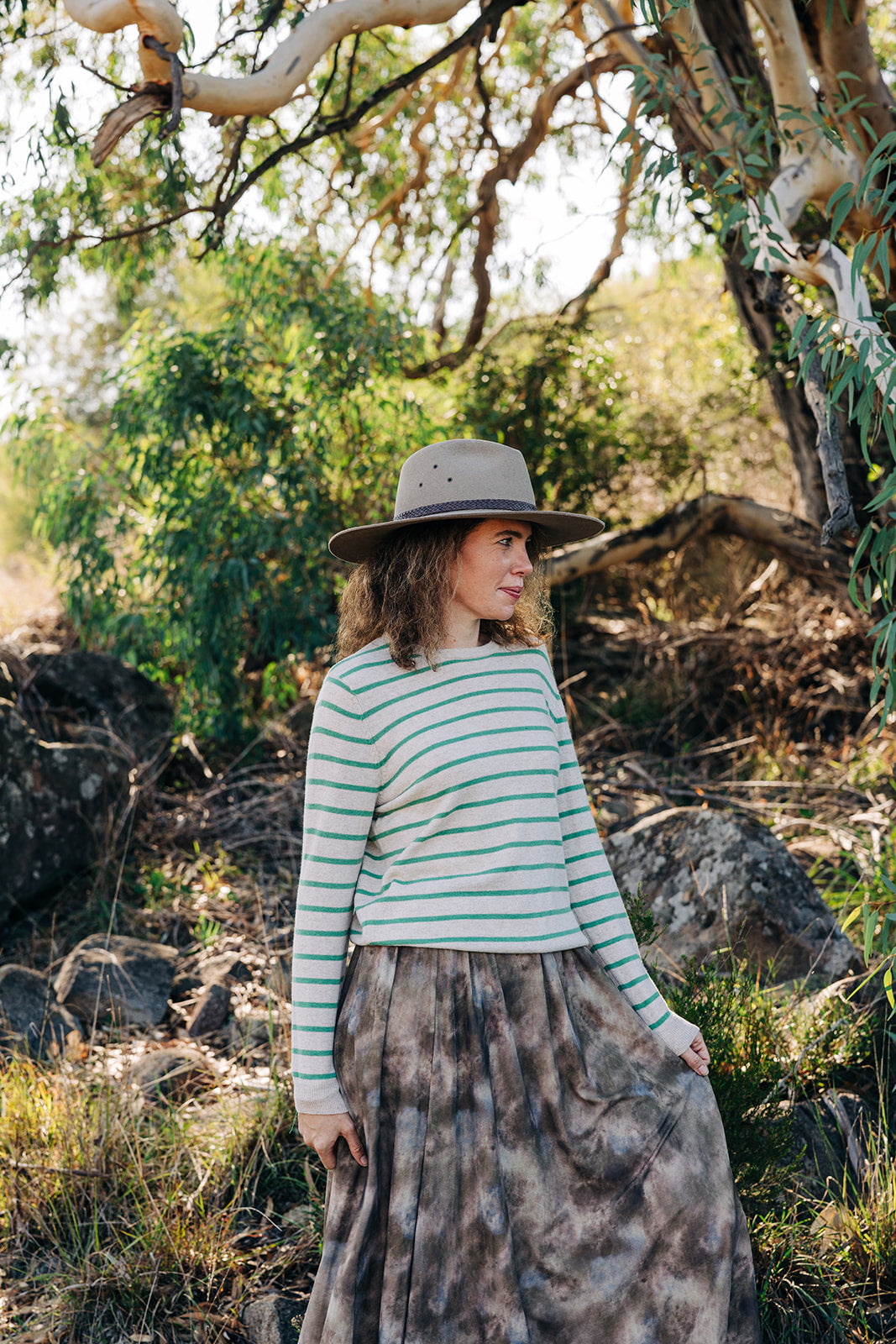 Oatmeal and Mint Green Breton Crew