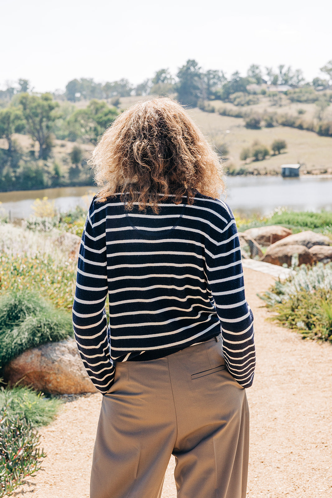 Navy and White Breton Crew