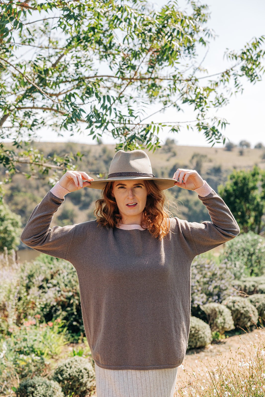 Brown with Baby Pink Contrast Swing