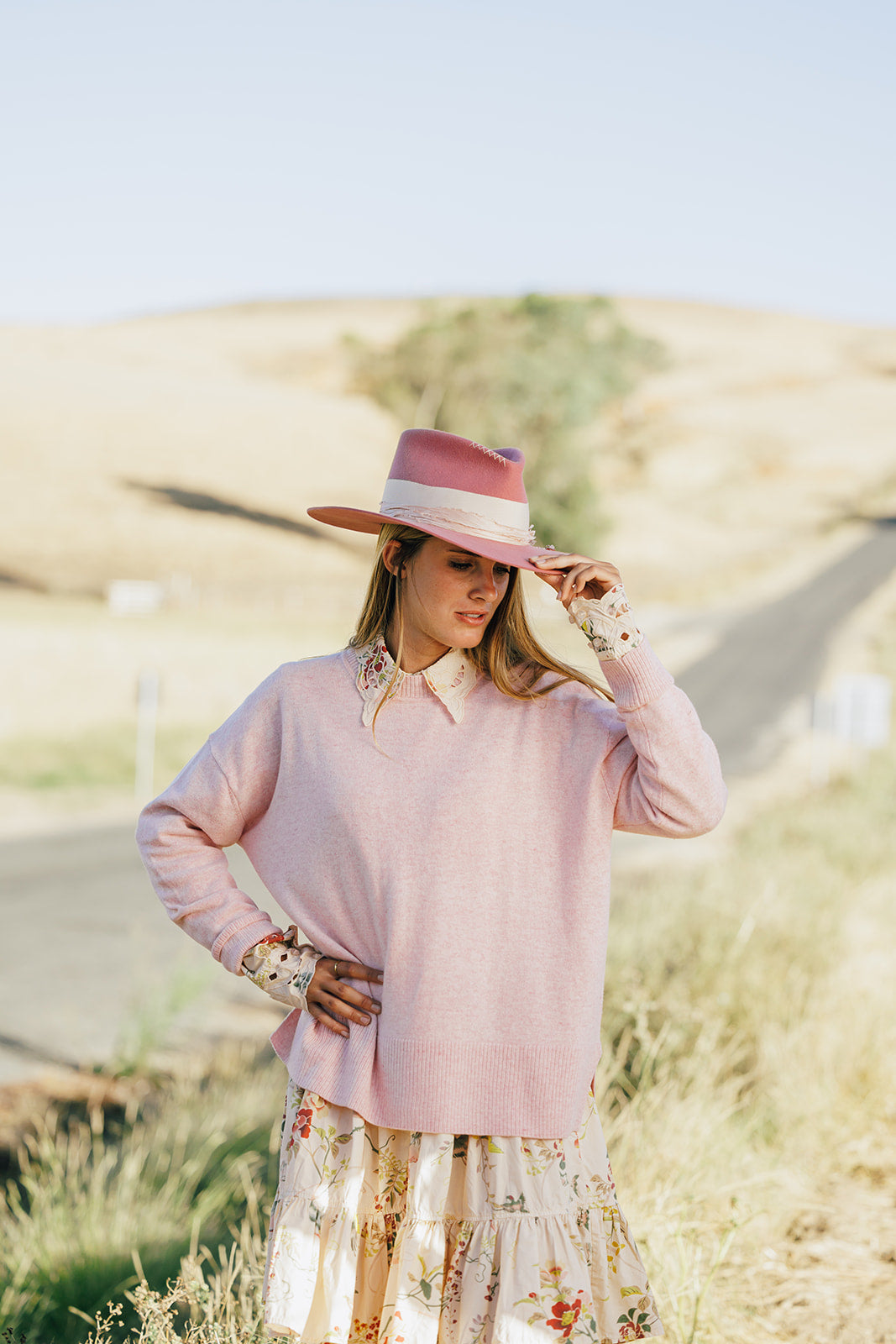 Baby Pink Crew Neck Jumper