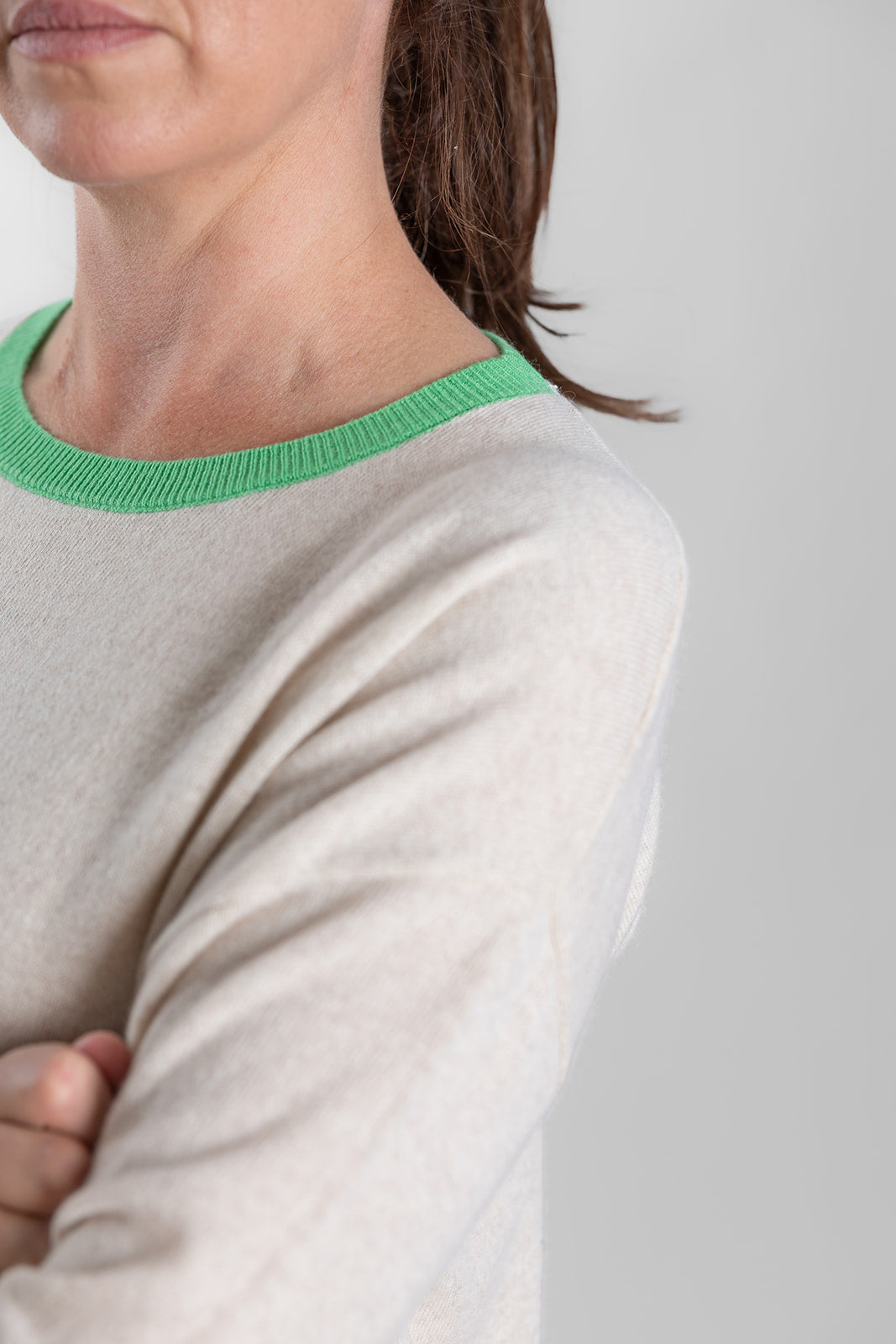 Oatmeal with Bright Green Contrast Swing