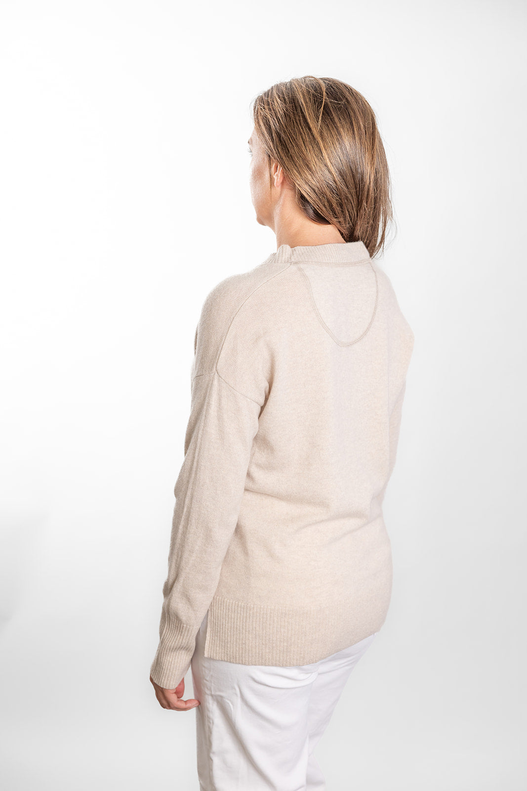 Oatmeal V Neck Jumper