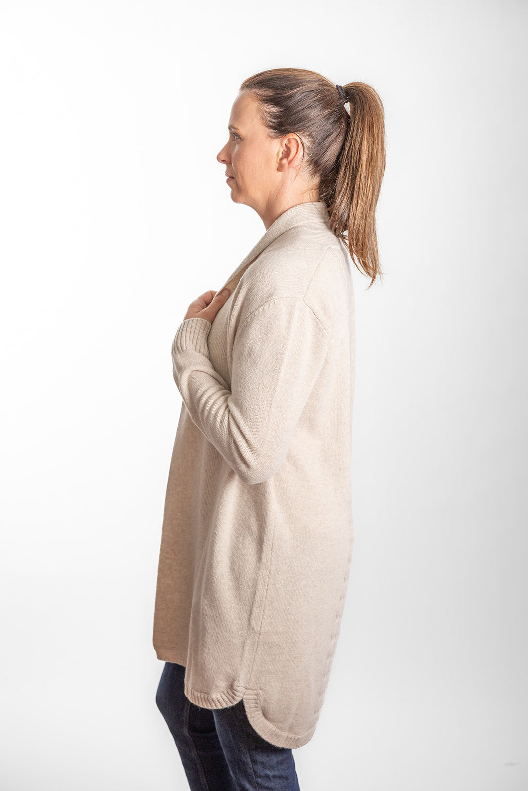 Oatmeal Long Cable Cardigan