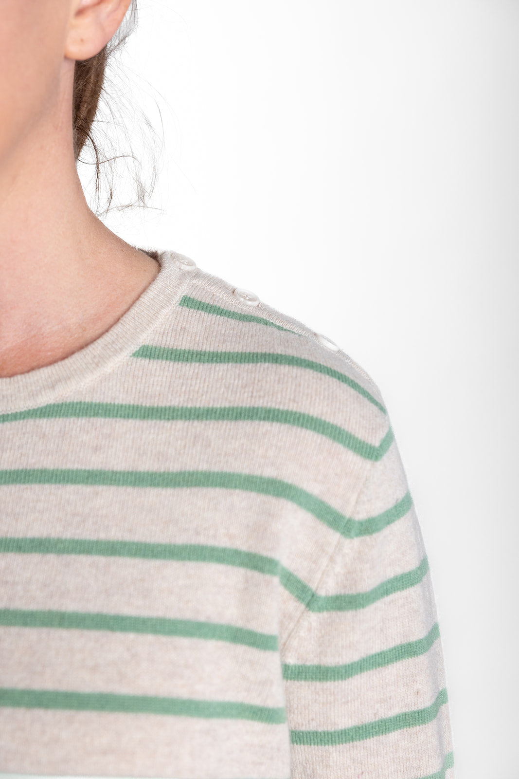 Oatmeal and Mint Green Breton Crew