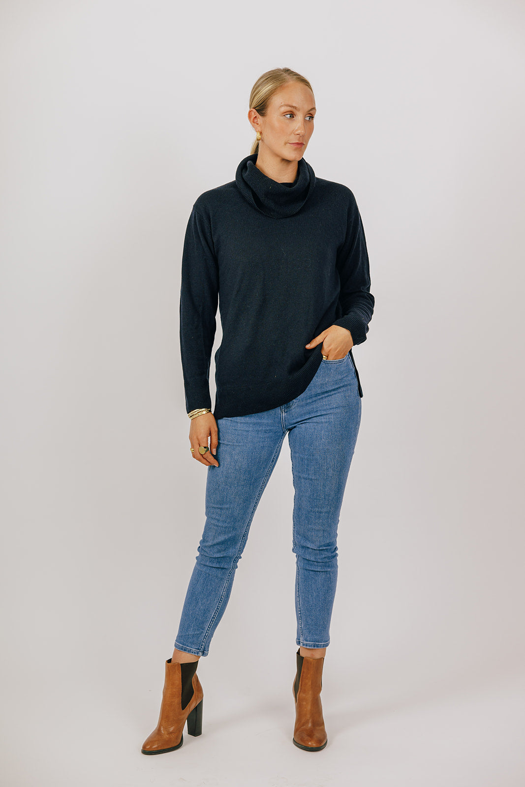 Navy Cowl Jumper