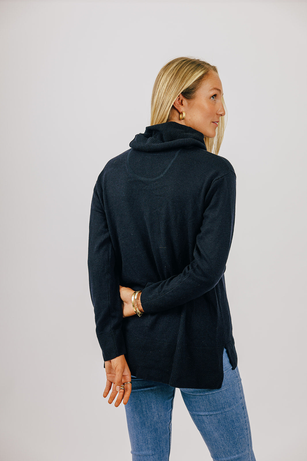Navy Cowl Jumper