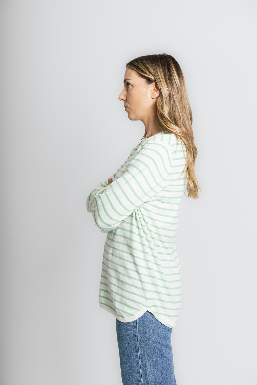 White and Mint Stripe Swing