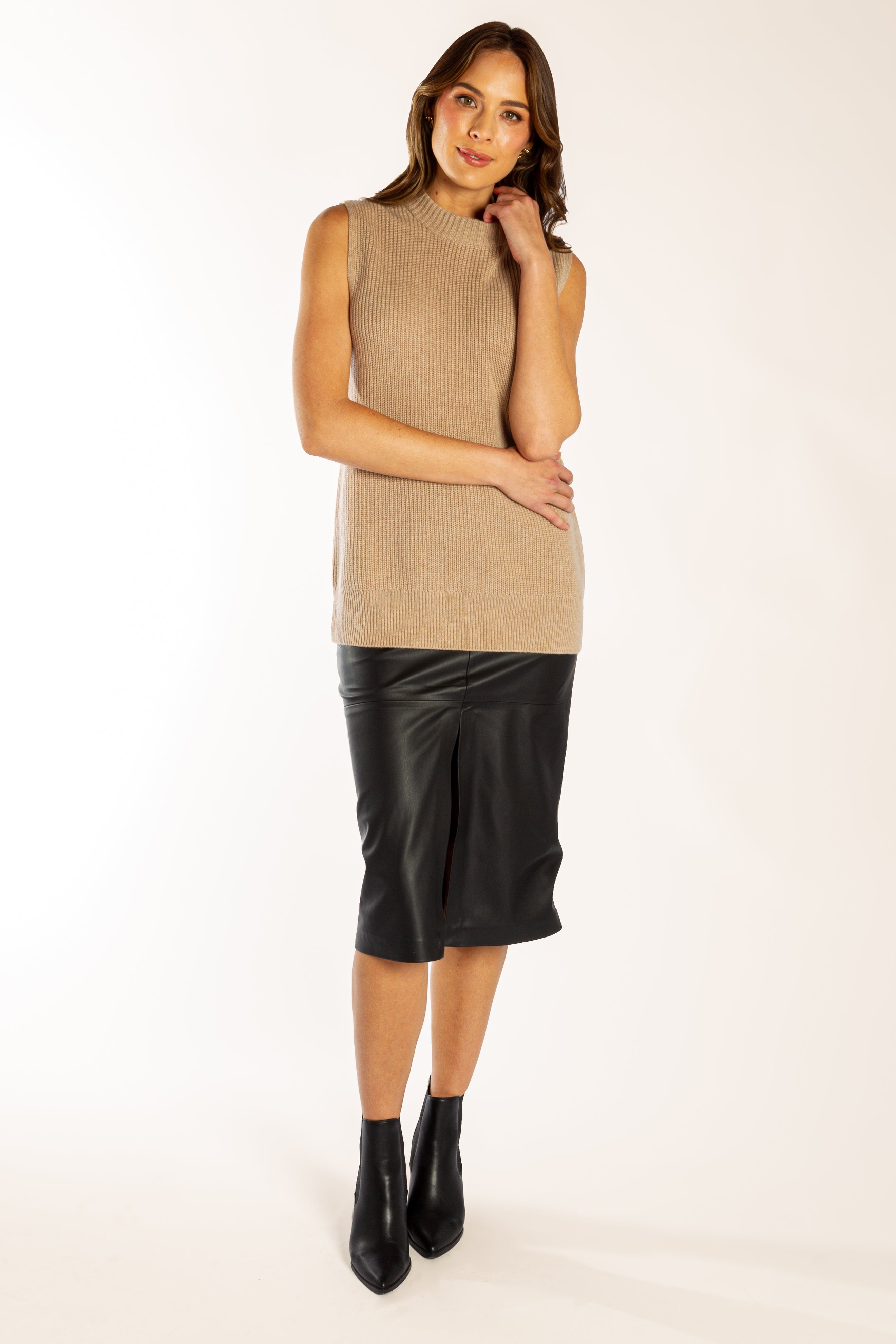 Latte Ribbed Vest