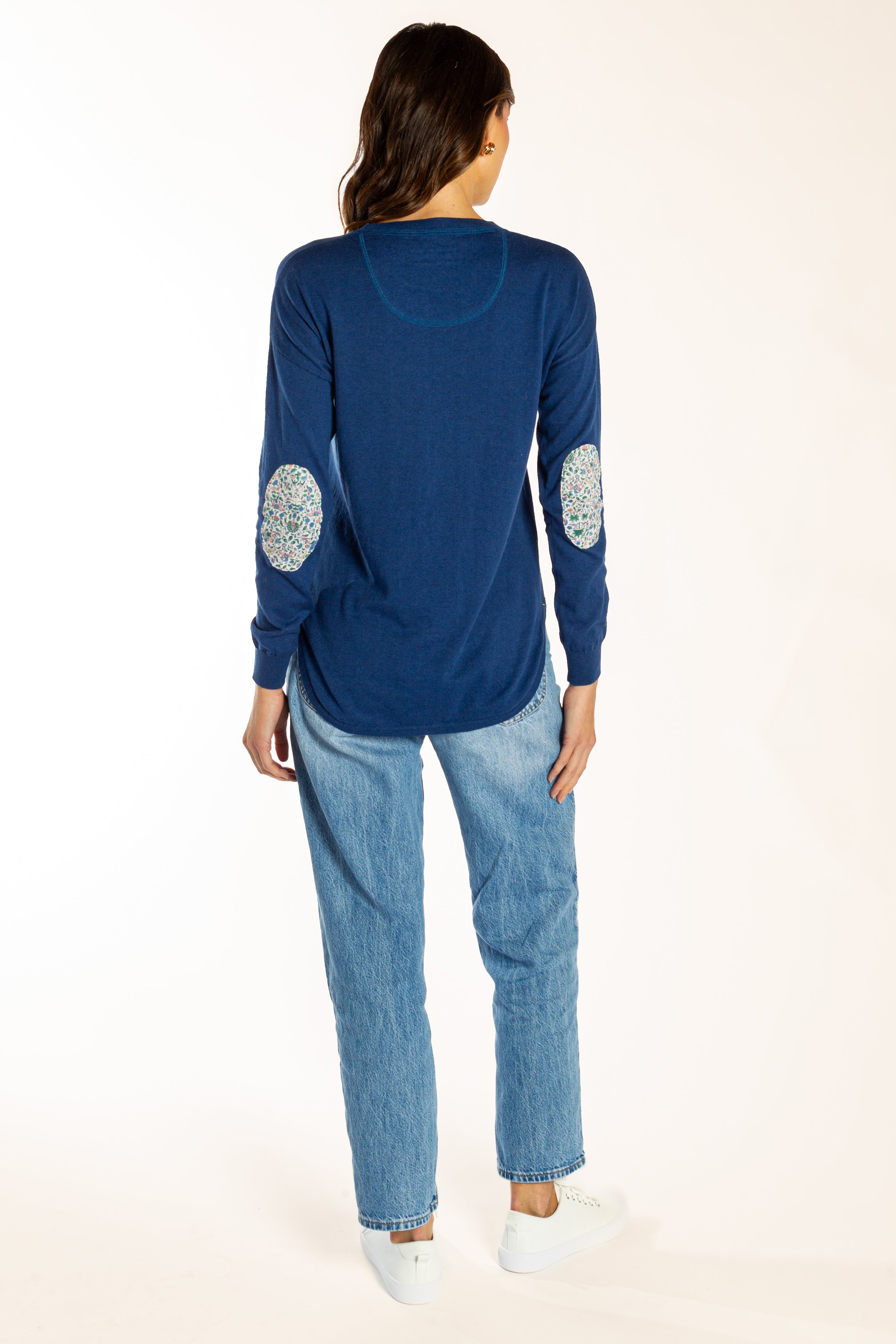 Navy Cotton Cashmere Swing w Liberty Elbow Patches