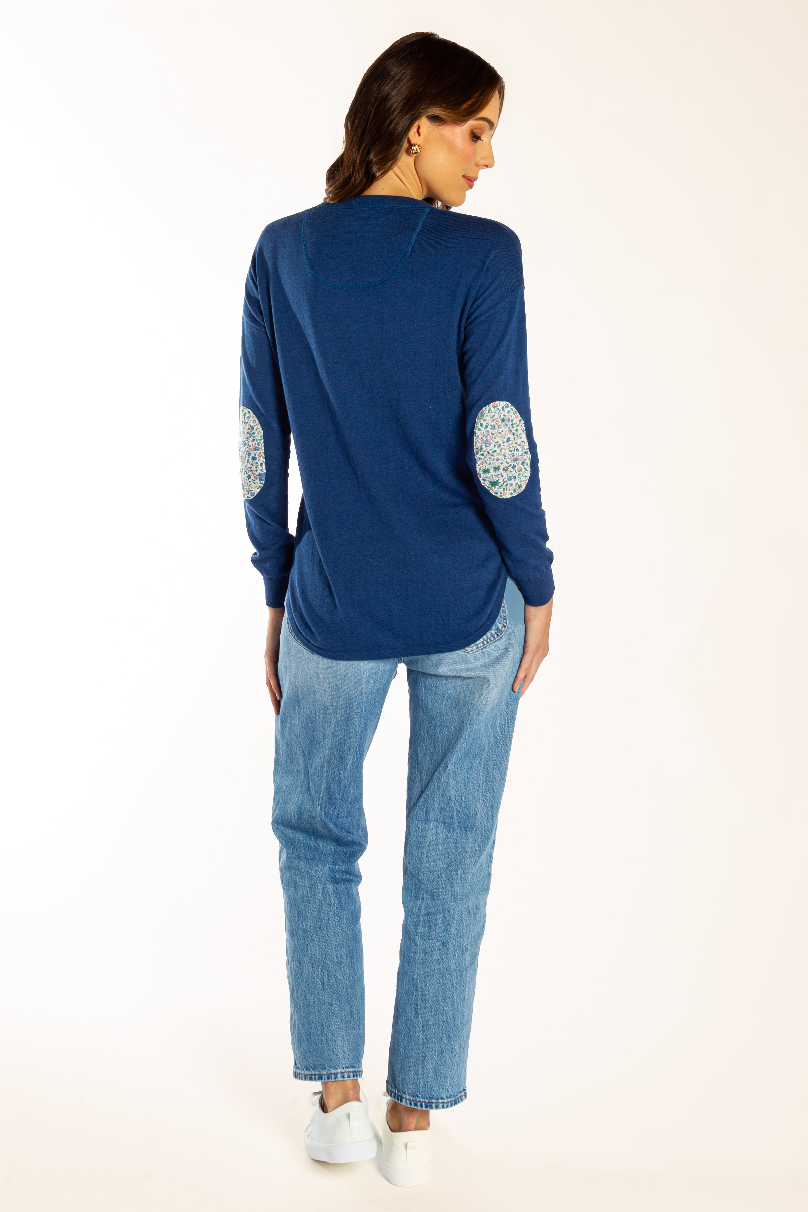 Navy Cotton Cashmere Swing w Liberty Elbow Patches