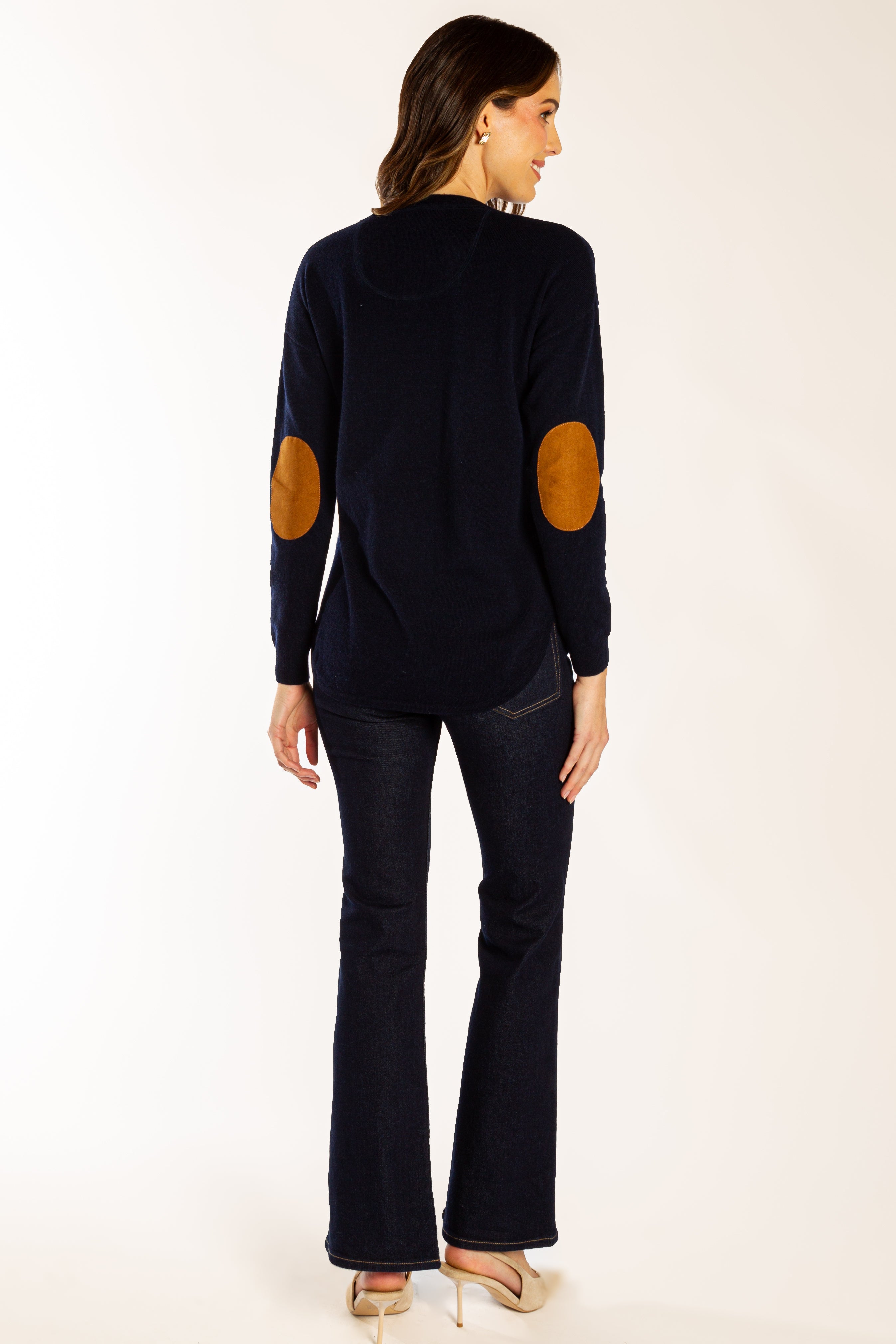 Navy Swing w Tan Suede Elbow Patches