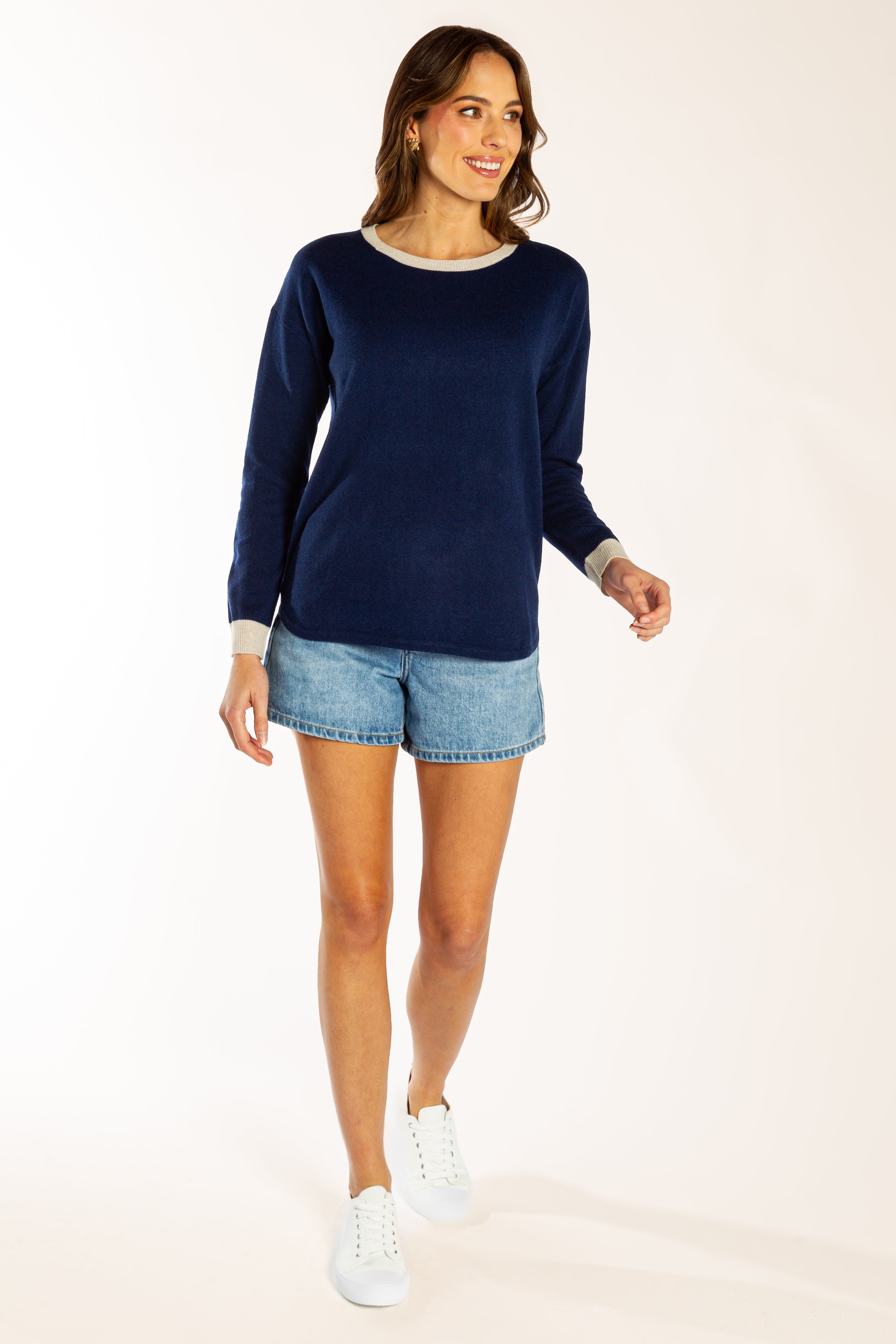 Ink Blue w Oatmeal Contrast Swing