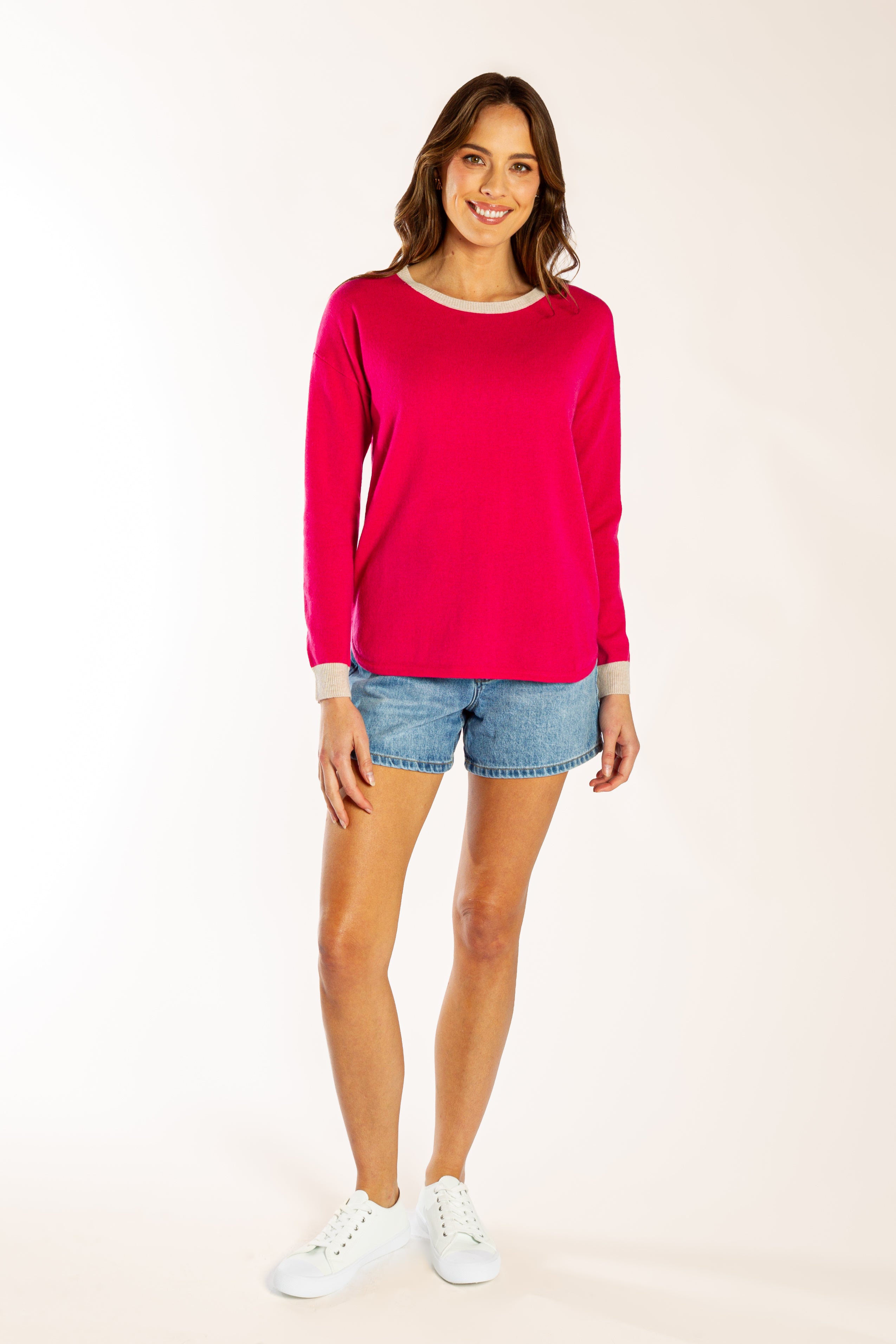 Hot Pink w Oatmeal Contrast Swing