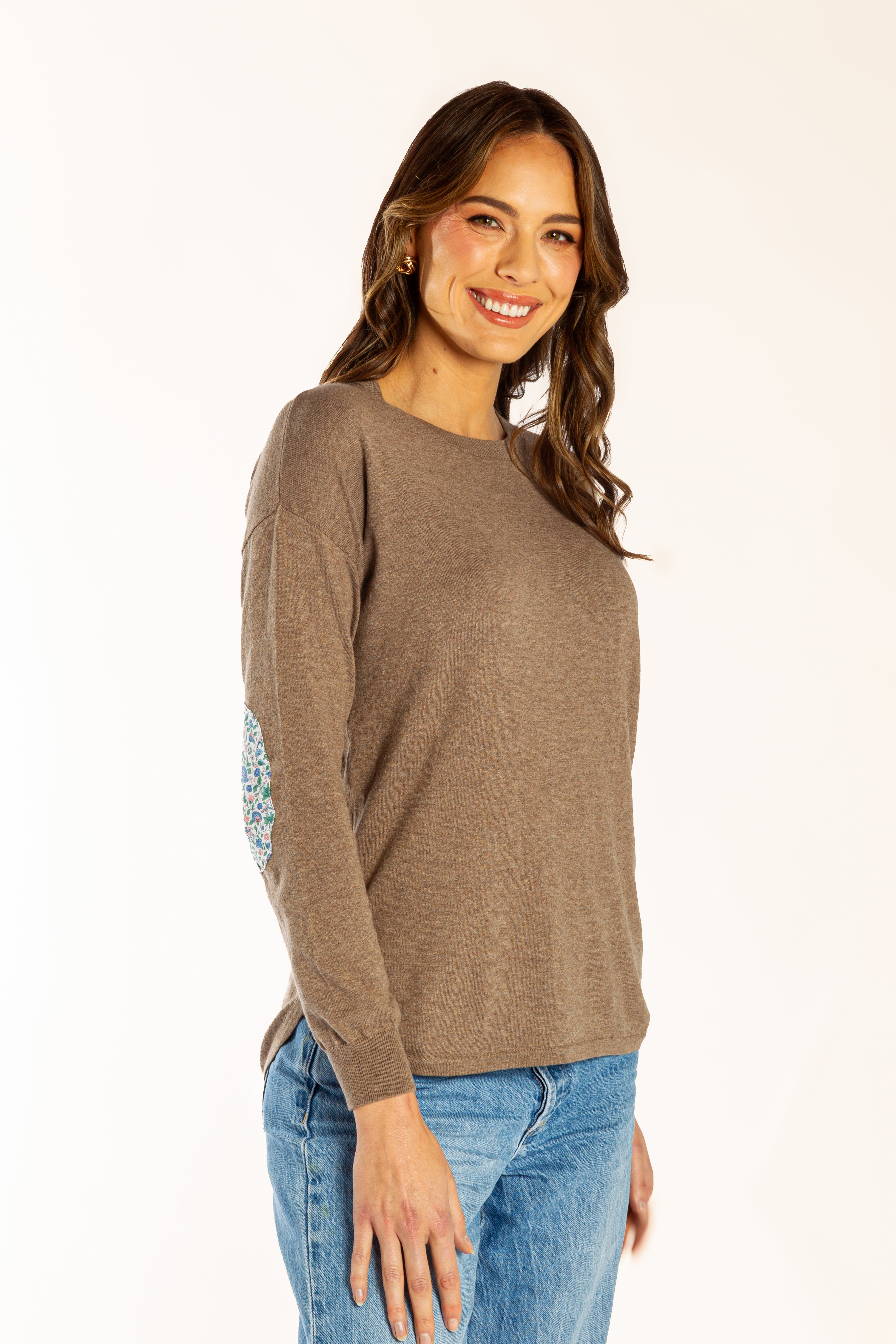 Brown Cotton Cashmere Swing w Liberty Elbow Patches