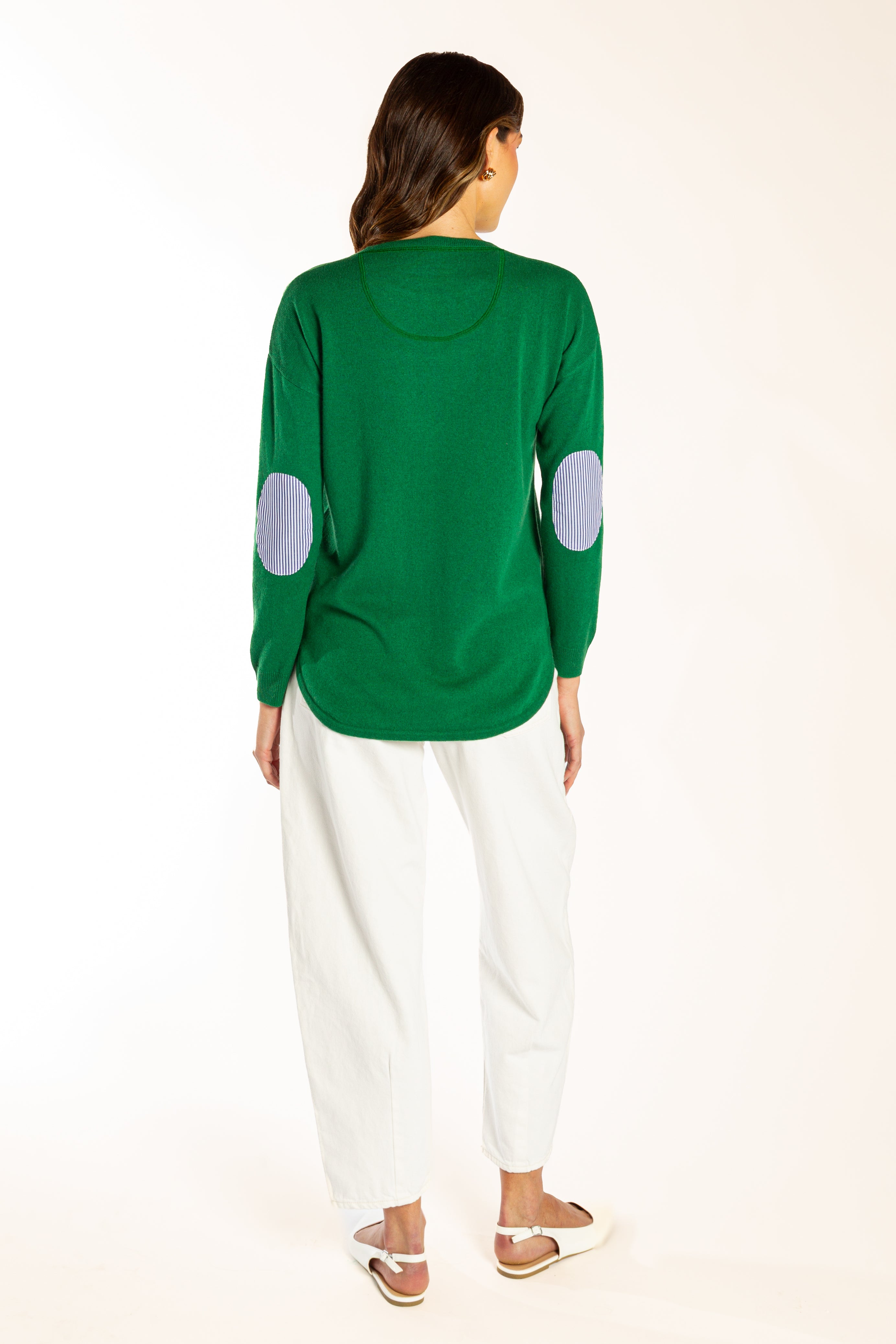 Green Swing w Blue & White Stripe Elbow Patches