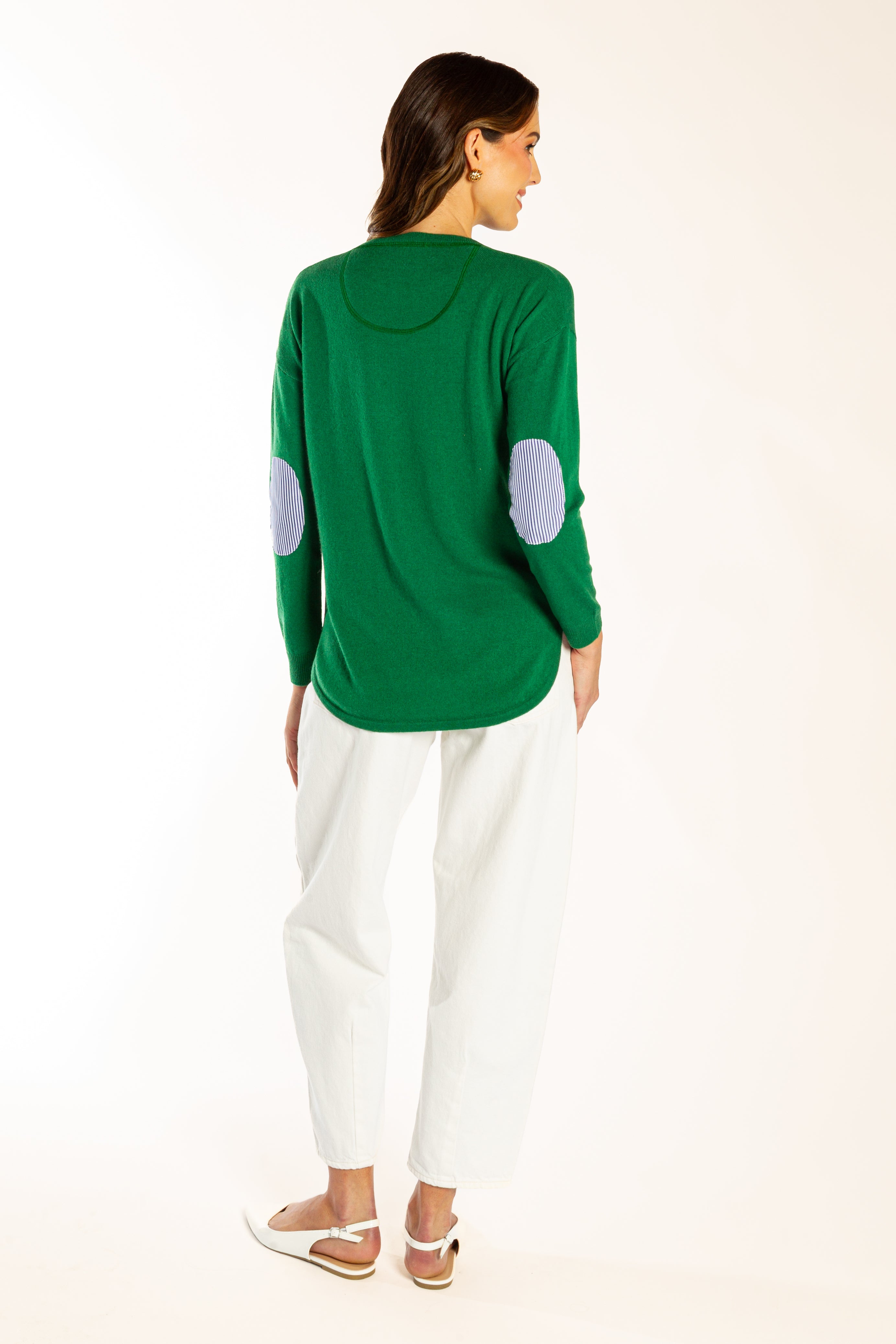 Green Swing w Blue & White Stripe Elbow Patches