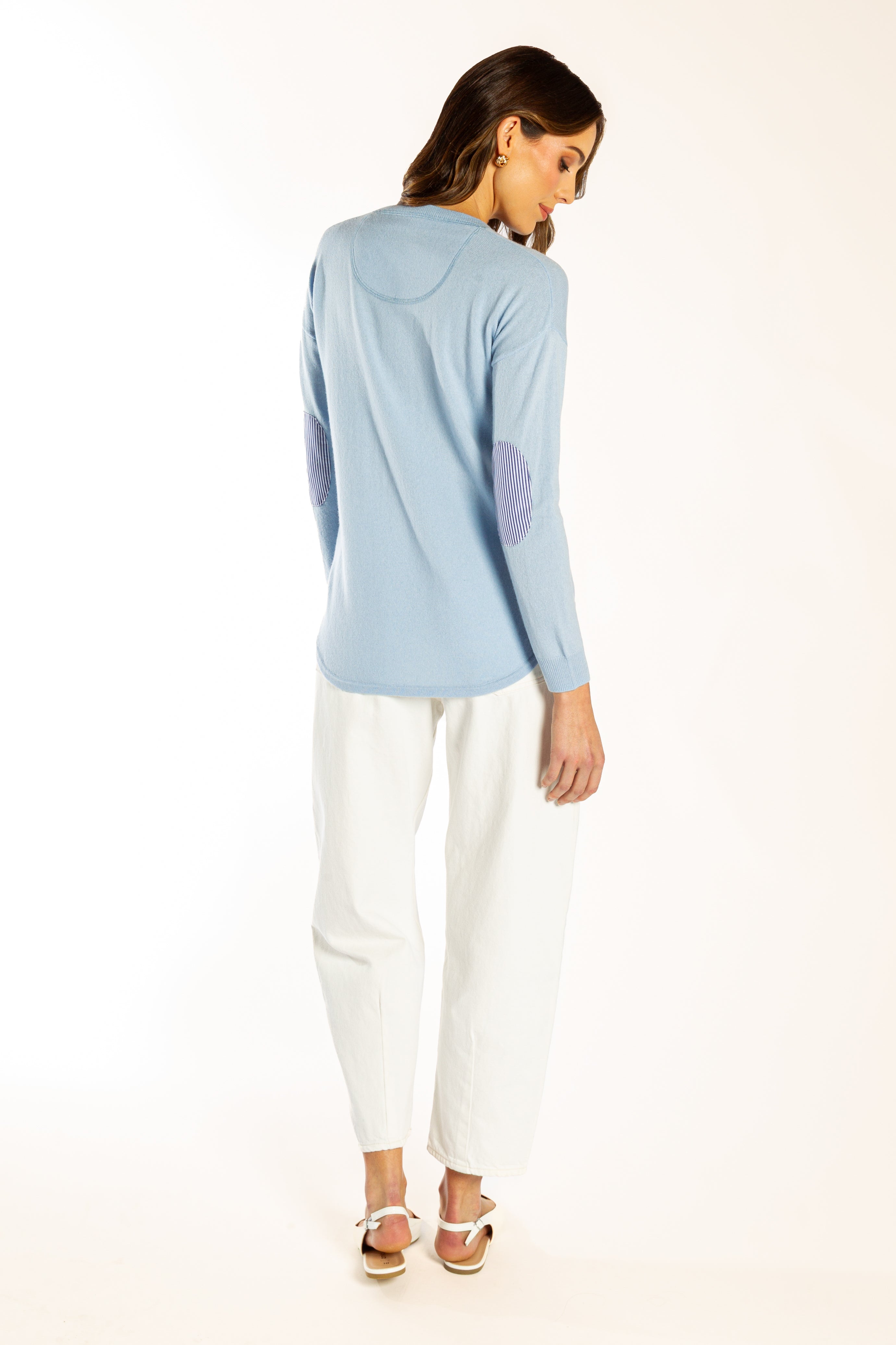 Blue Swing w Blue & White Stripe Elbow Patches