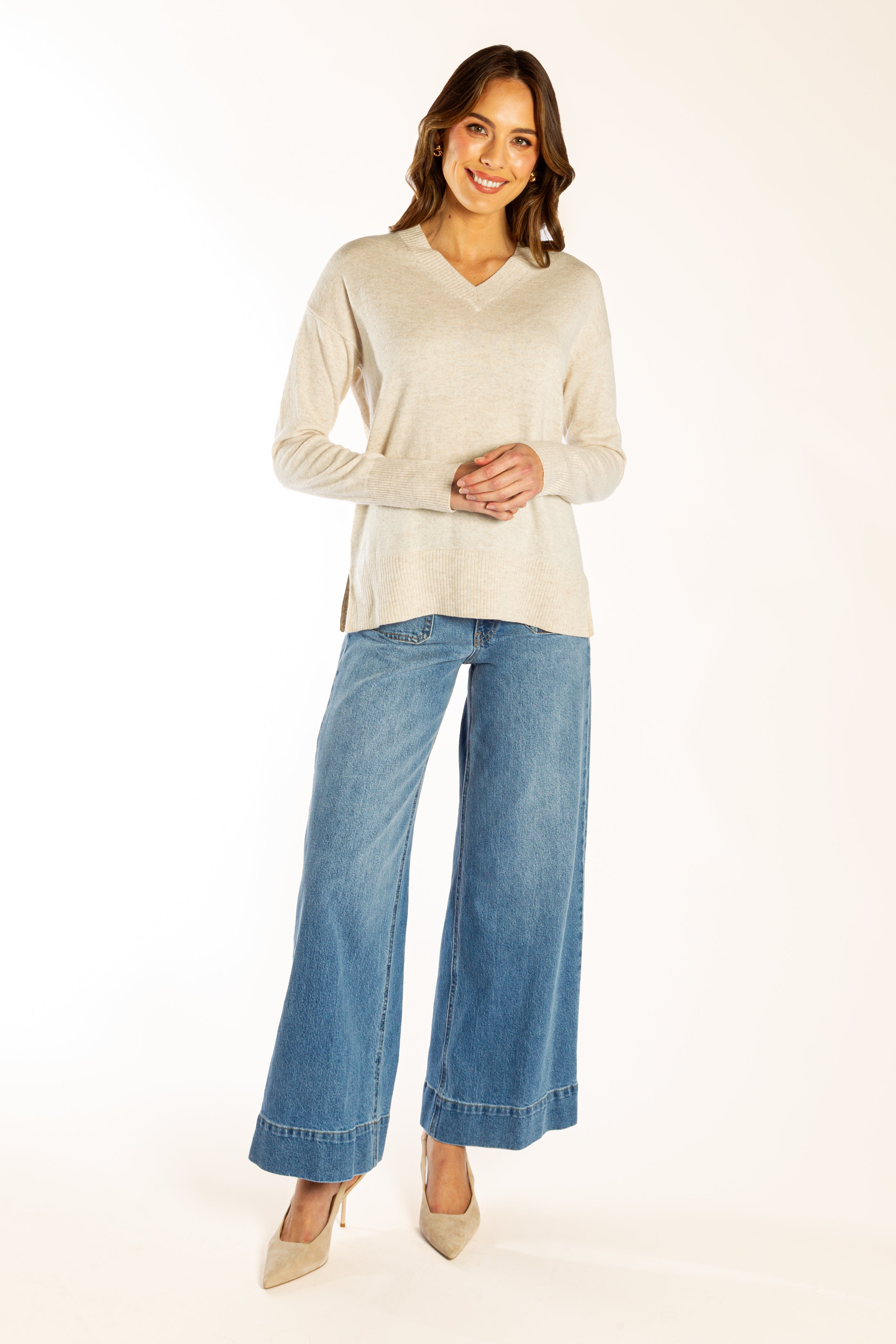 Oatmeal Classic V Neck