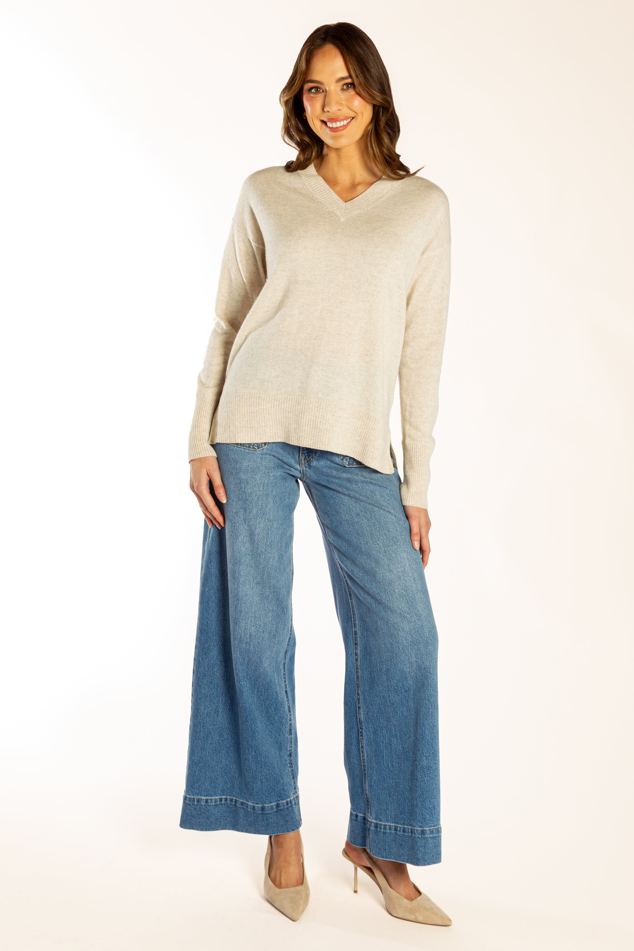 Oatmeal Classic V Neck