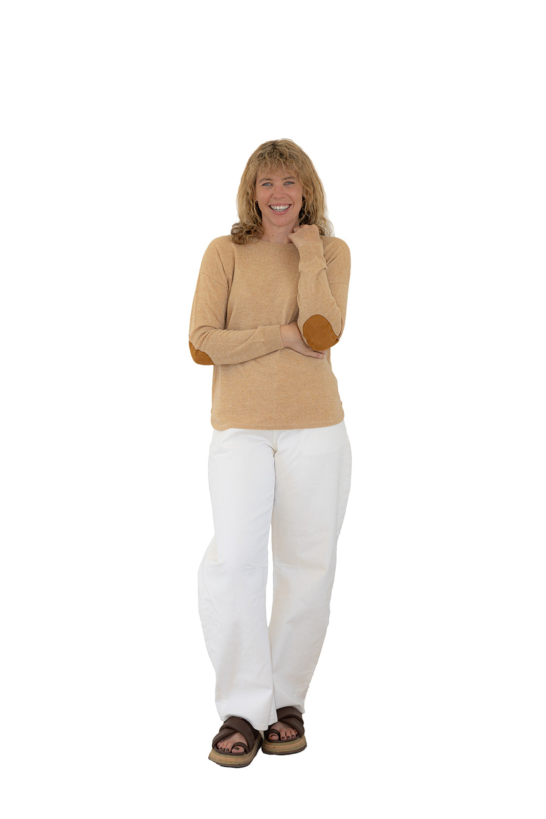 Latte Swing w Tan Elbow Patches