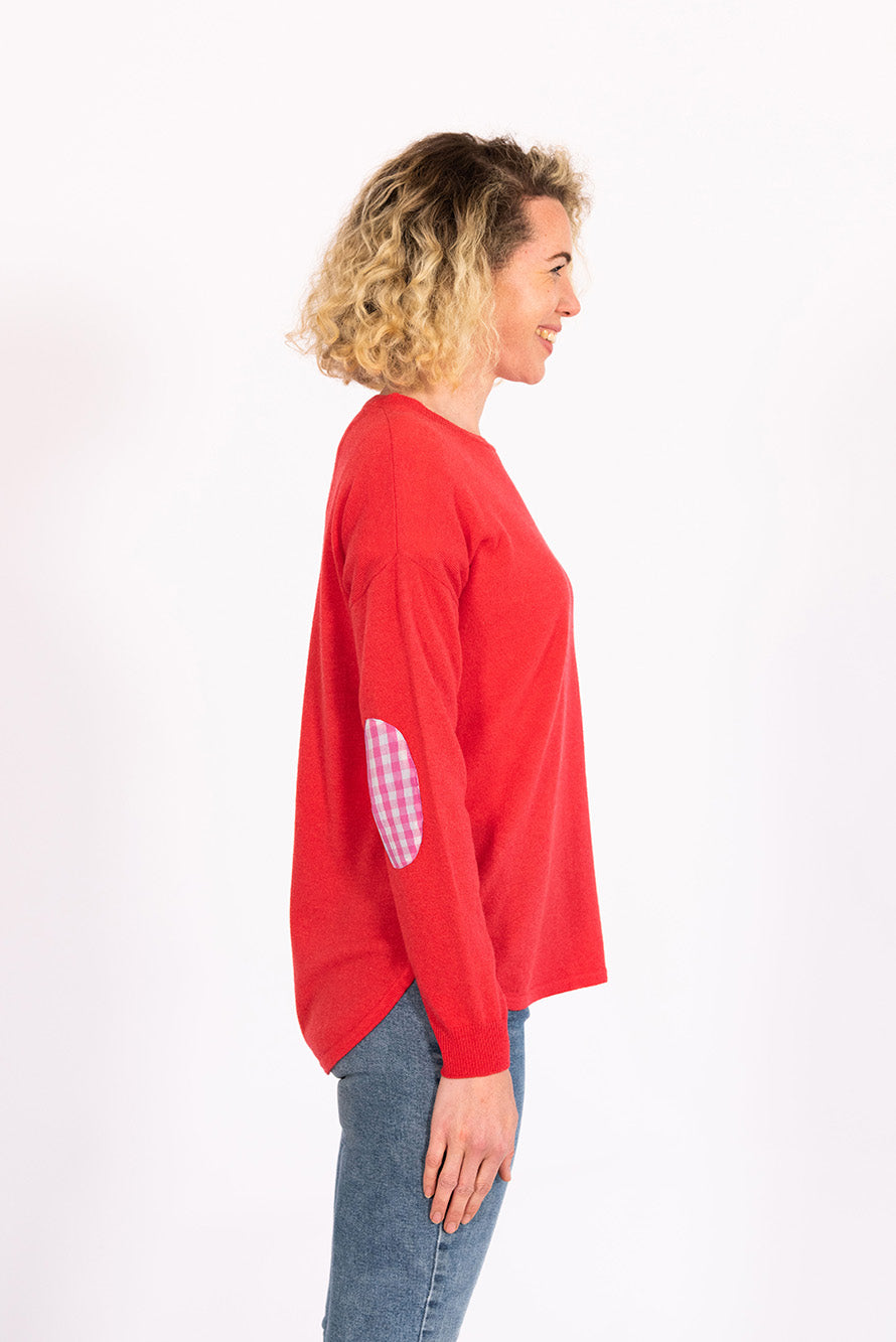 Red Swing with Pink Gingham Patches