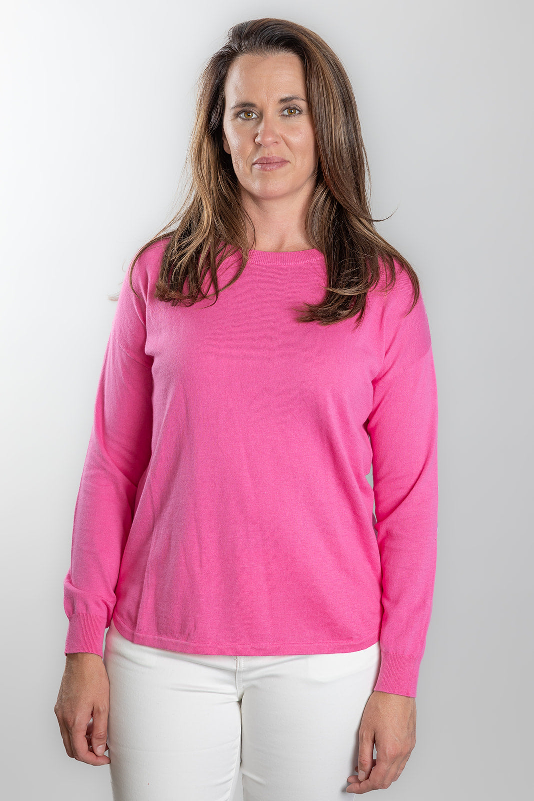 Pink Cotton Cashmere Swing w Blue / White Stripe Patch