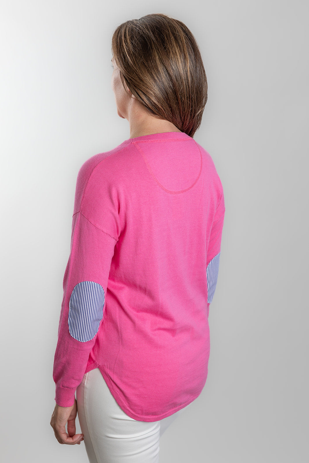 Pink Cotton Cashmere Swing w Blue / White Stripe Patch