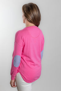 Pink Cotton Cashmere Swing w Blue / White Stripe Patch