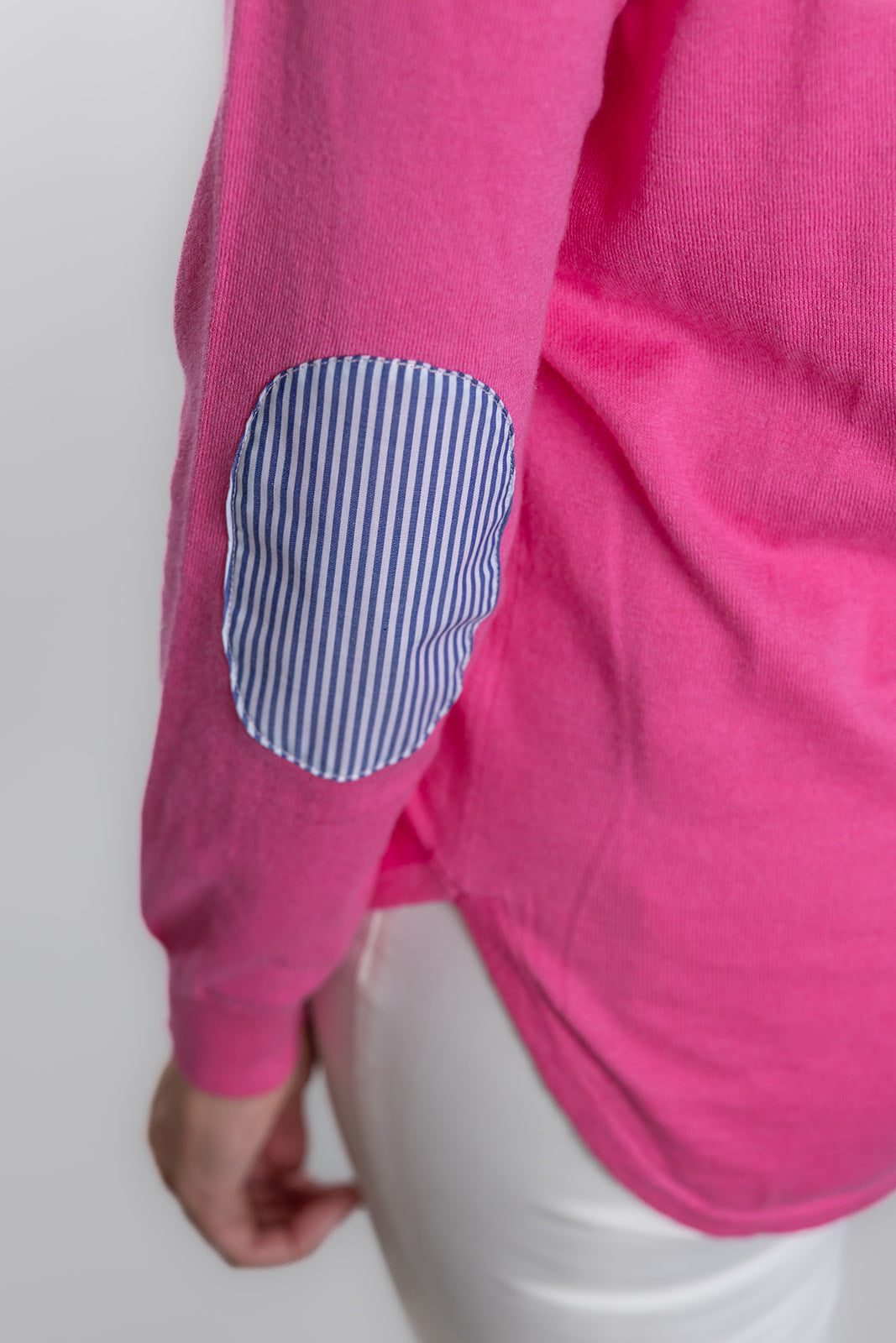 Pink Cotton Cashmere Swing w Blue / White Stripe Patch