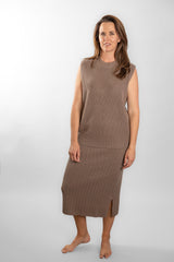 Brown Ribbed Skirt