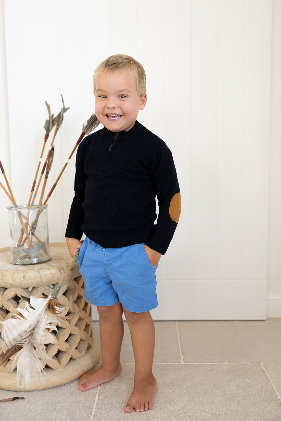 Navy Hunter w Tan Elbow Patches