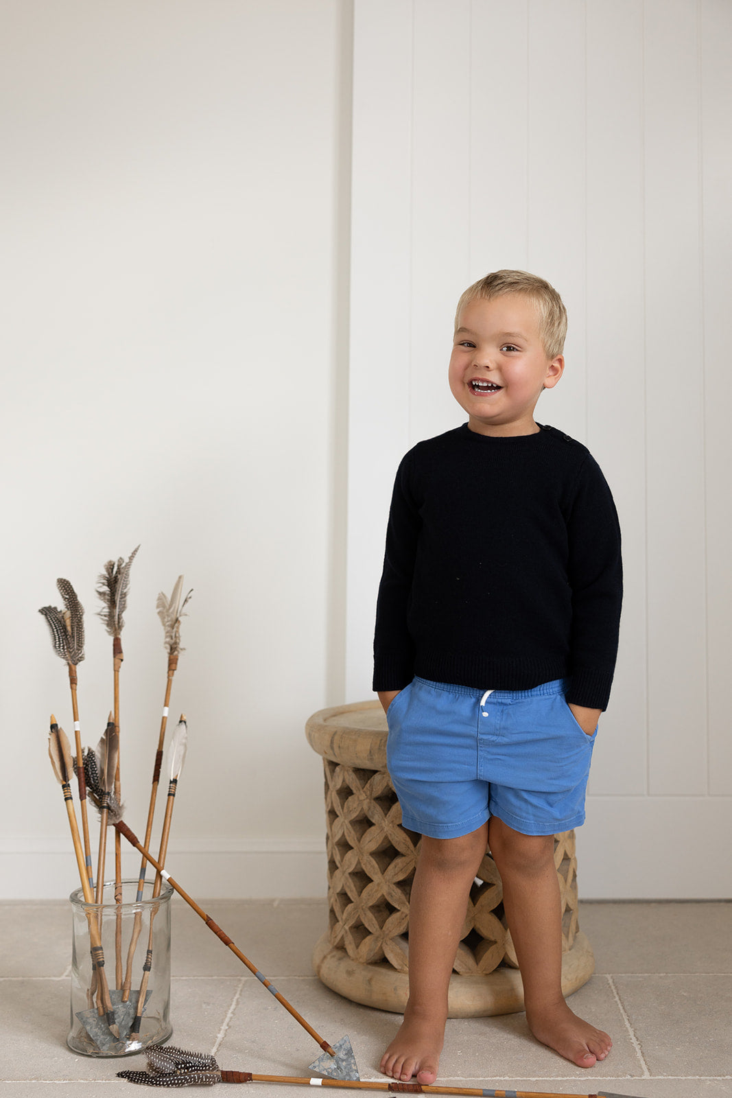 Navy Freddie w Blue and White Elbow Patches