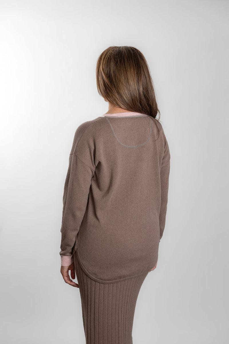 Brown with Baby Pink Contrast Swing