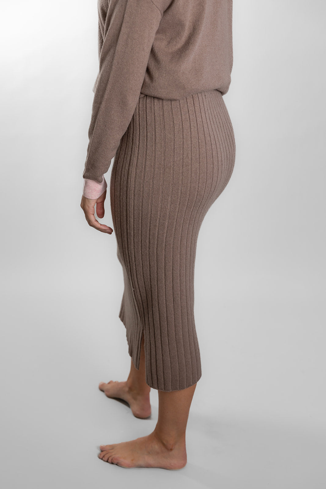Brown Ribbed Skirt