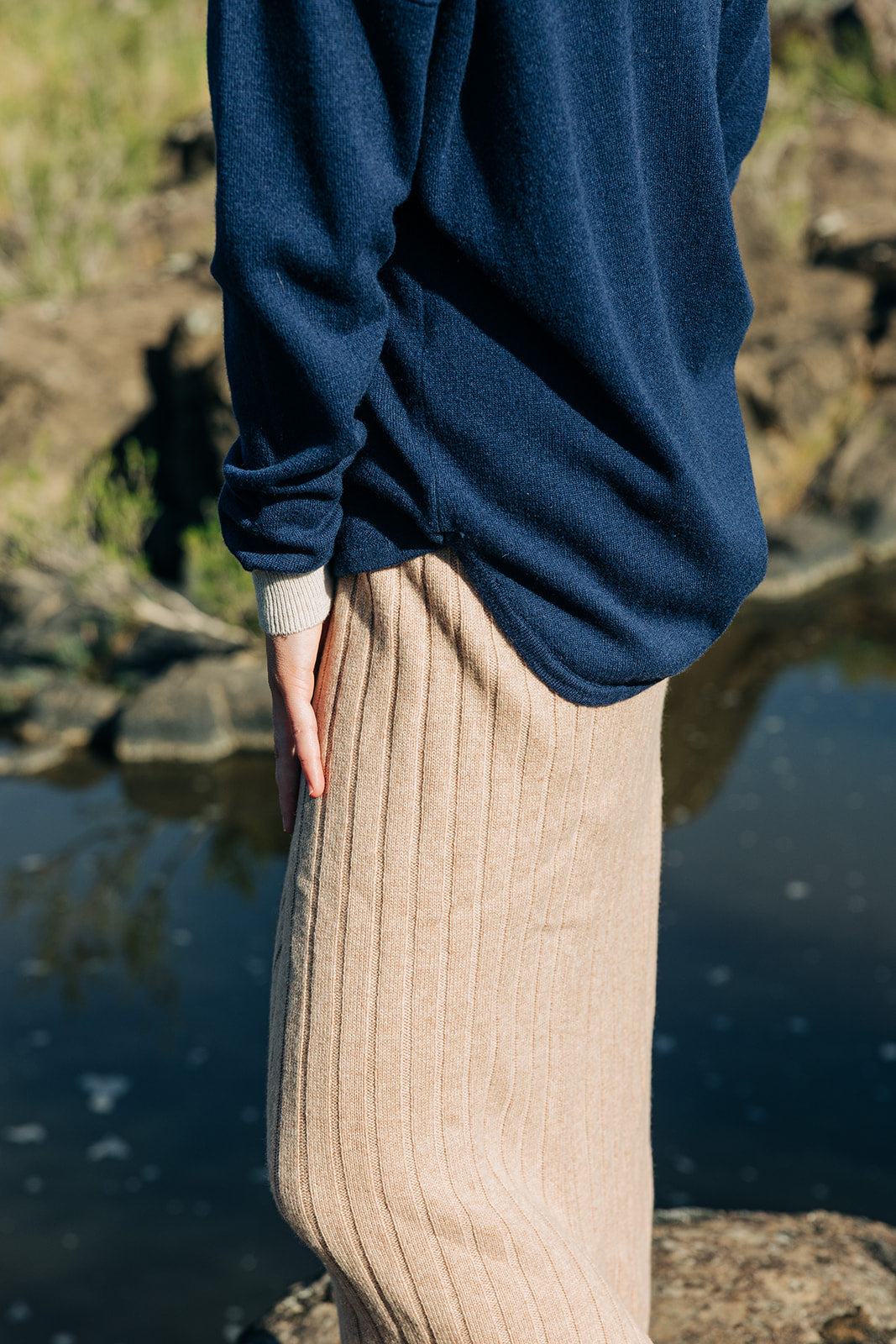 Camel Ribbed Skirt