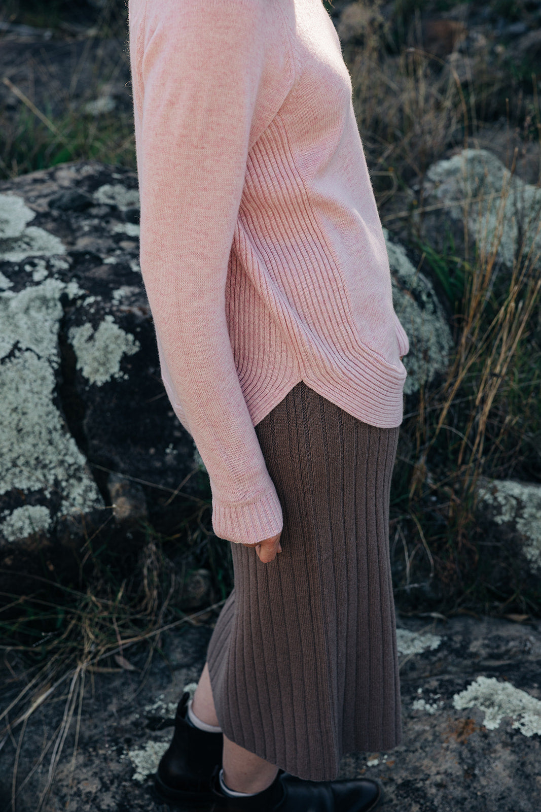 Baby Pink Funnel Neck