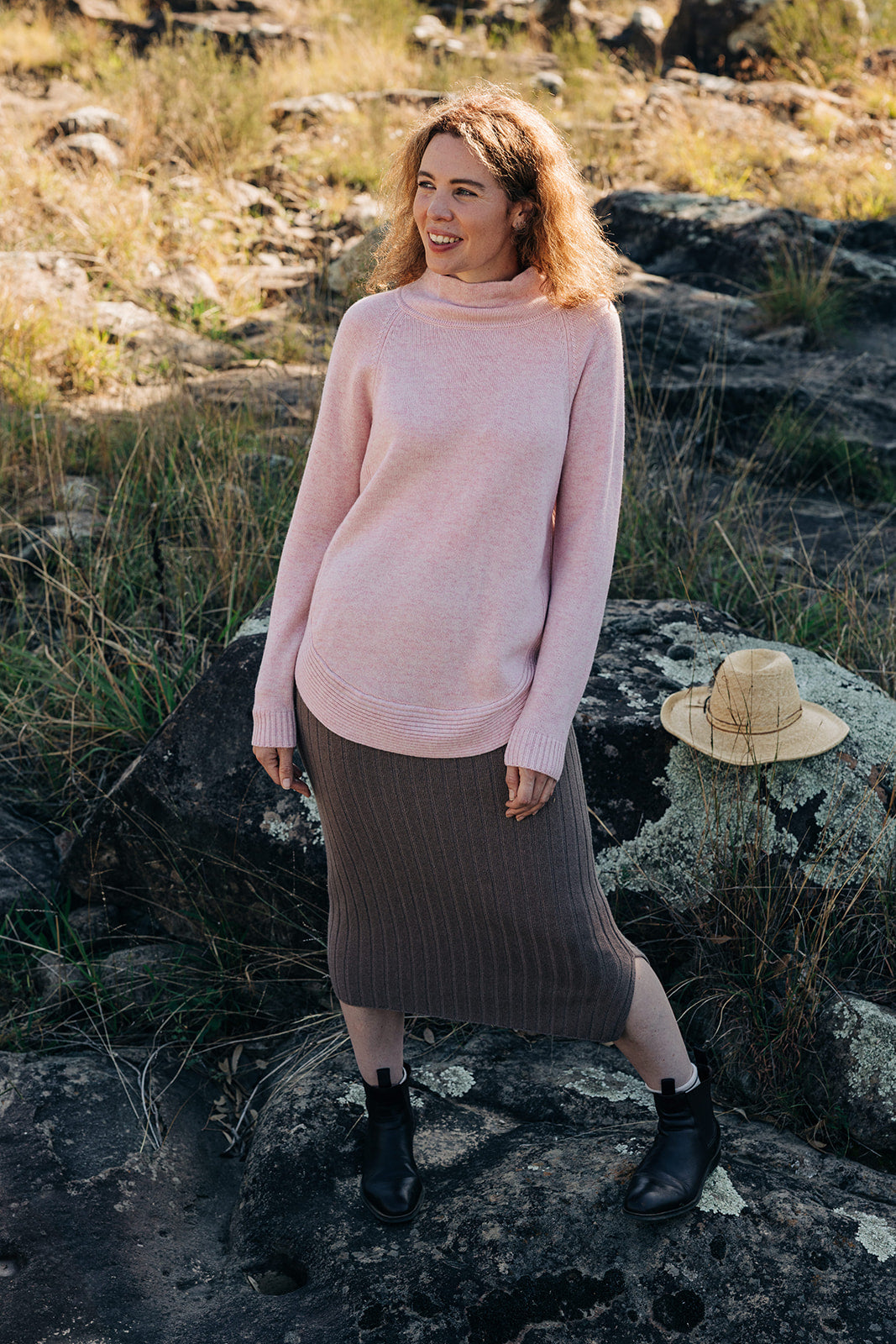 Baby Pink Funnel Neck