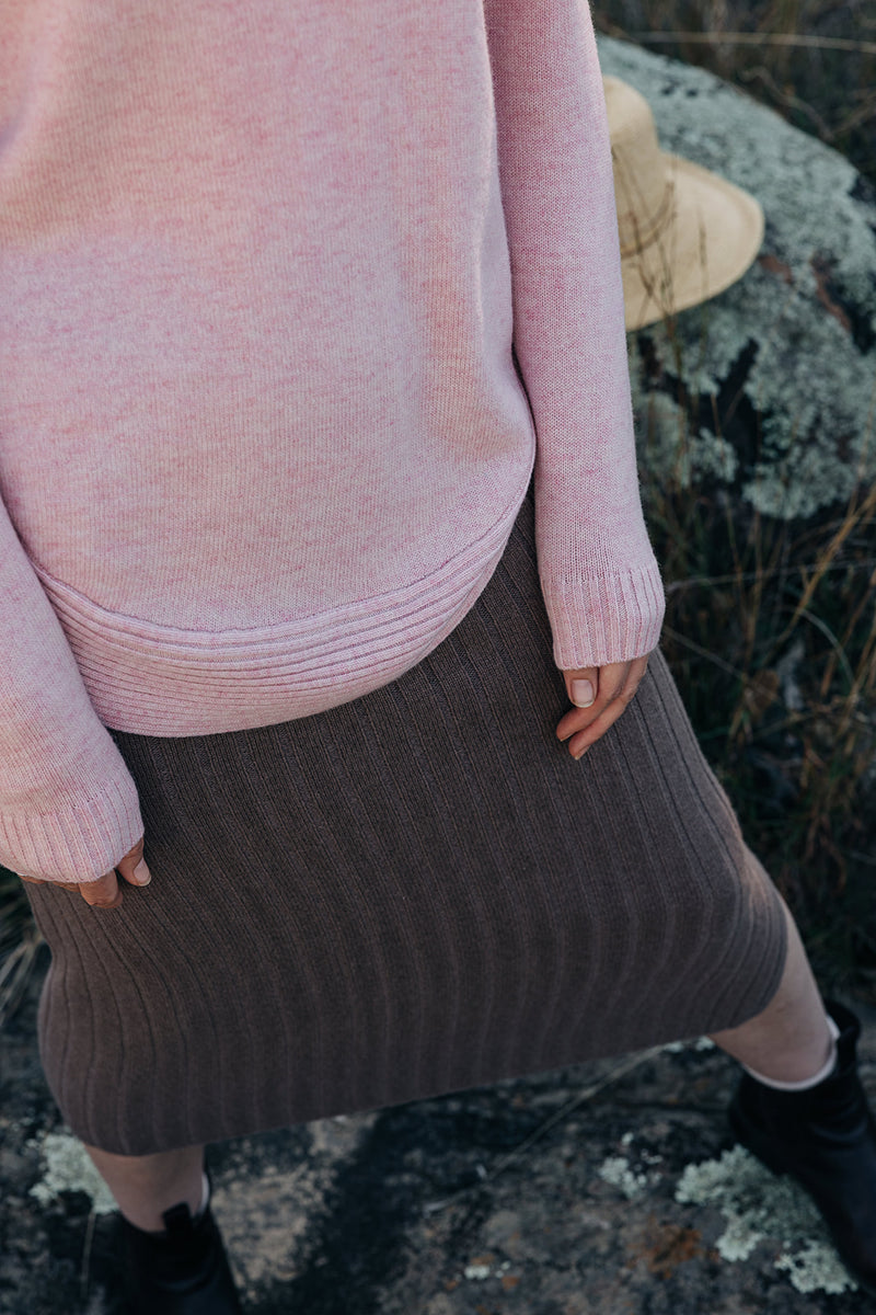 Baby Pink Funnel Neck