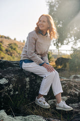 Oatmeal and Baby Pink Breton Crew