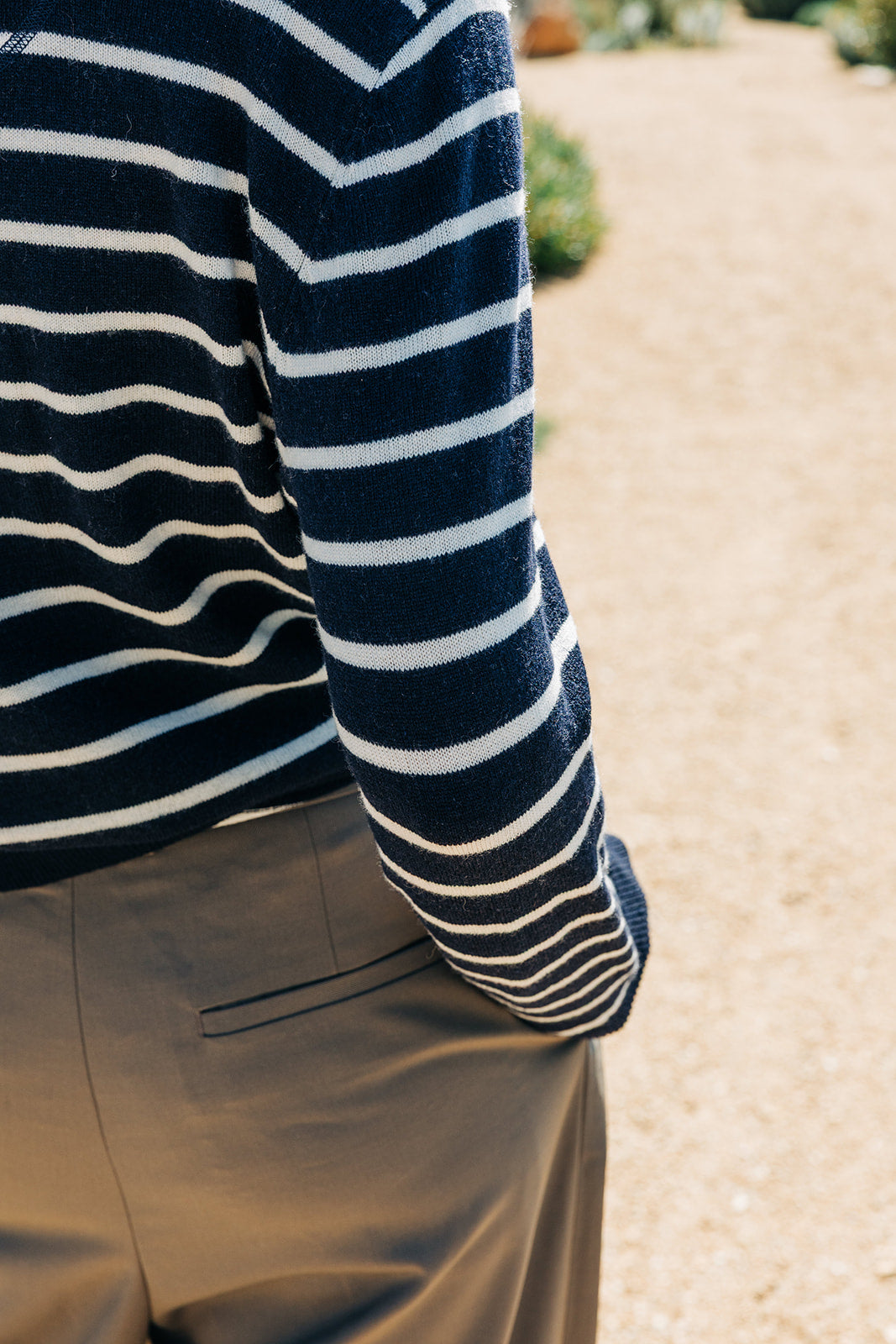 Navy and White Breton Crew
