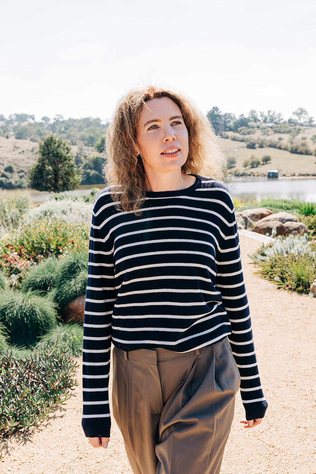 Navy and White Breton Crew