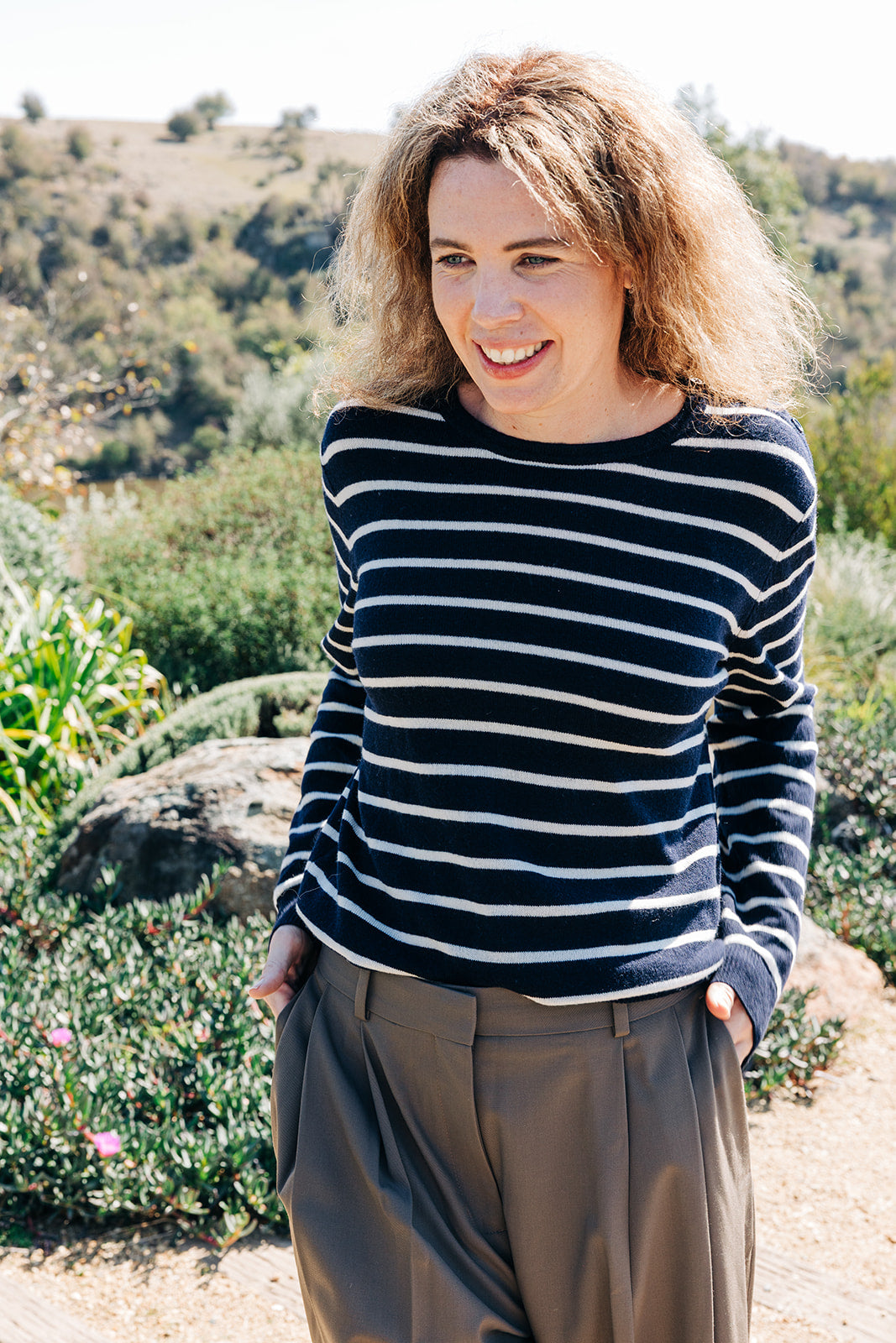 Navy and White Breton Crew