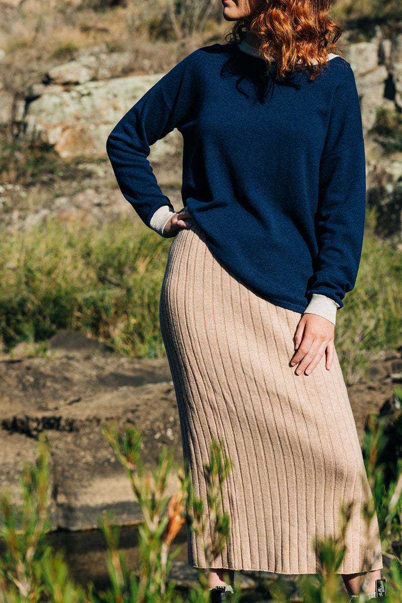 Camel Ribbed Skirt