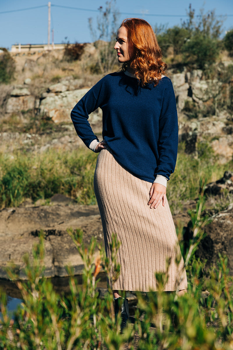 Camel Ribbed Skirt