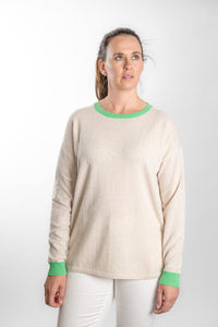 Oatmeal with Bright Green Contrast Swing