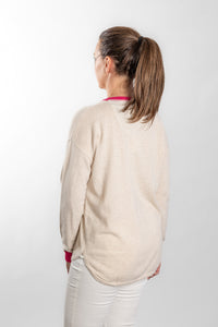 Oatmeal with Bright Pink Contrast Swing