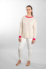 Load image into Gallery viewer, Oatmeal with Bright Pink Contrast Swing
