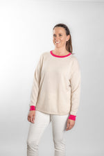 Load image into Gallery viewer, Oatmeal with Bright Pink Contrast Swing
